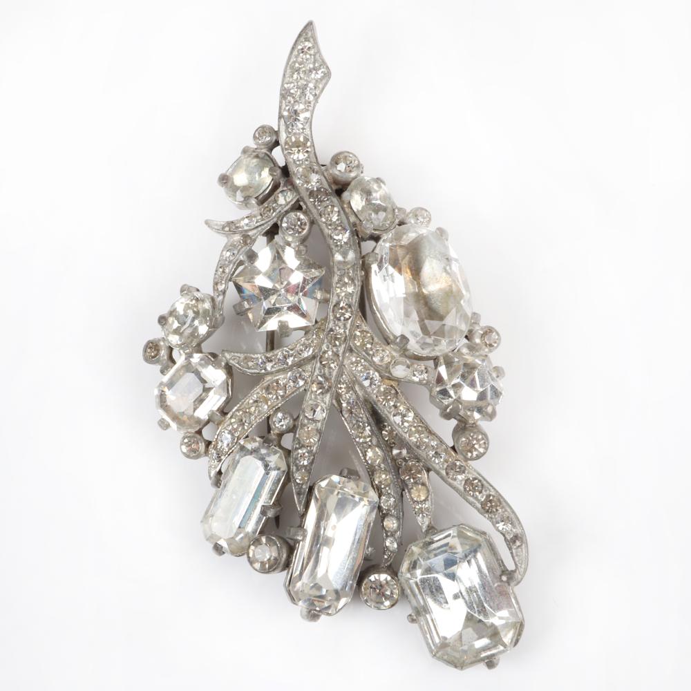 Appraisal: EISENBERG ORIGINAL RHODIUM PLATED REGAL FLORAL SPRAY FUR CLIP WITH