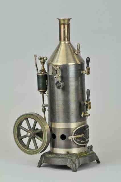 Appraisal: SCHOENNER VERTICAL LIVE STEAM ENGINE Cone top boiler blued and