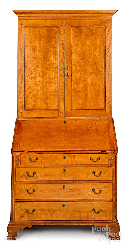 Appraisal: Pennsylvania Chippendale maple secretary desk Exclusive on Bidsquare Pennsylvania Chippendale