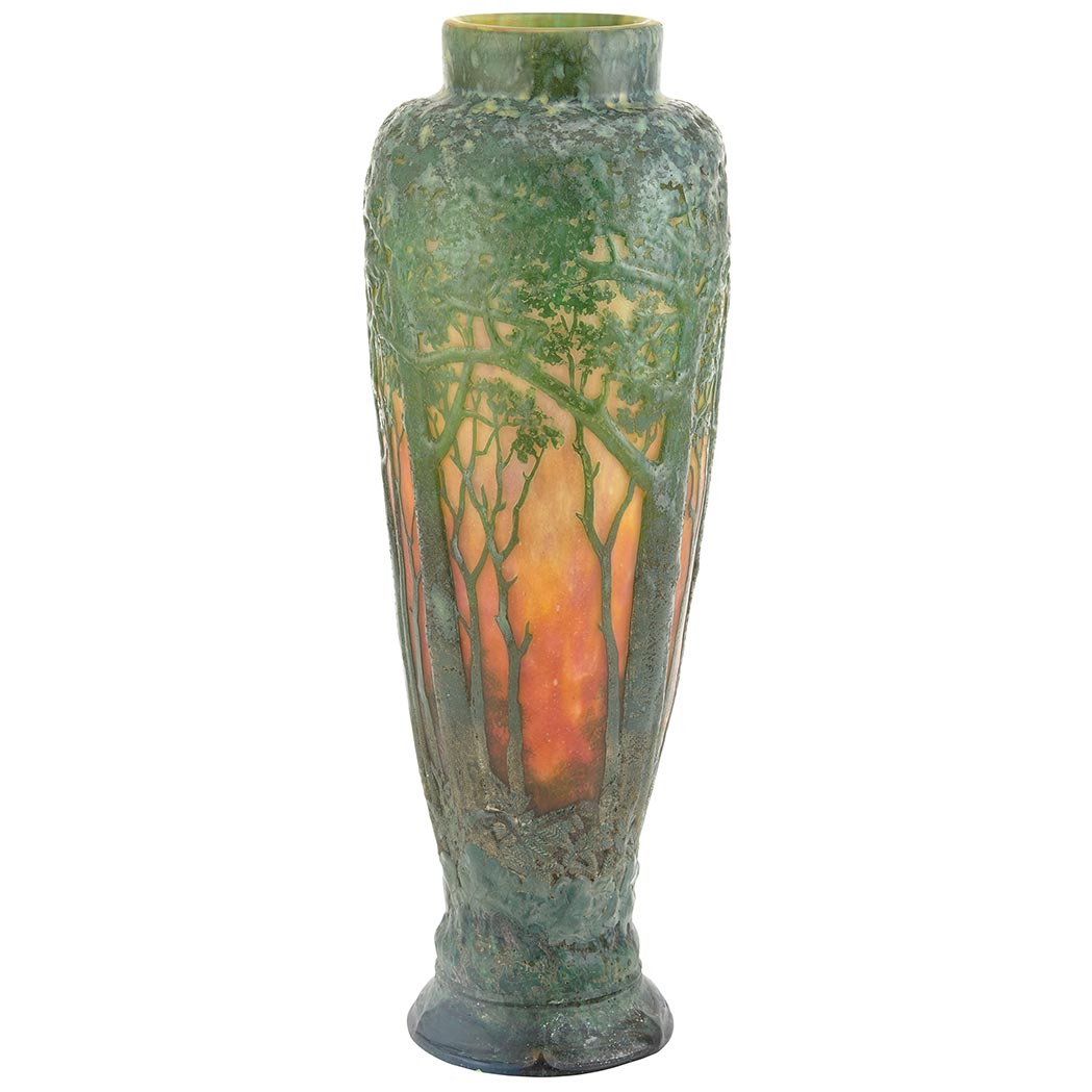 Appraisal: Daum Art Nouveau Mold Blown Cameo Glass Vase Circa -