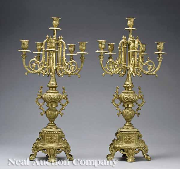 Appraisal: A Pair of Antique Gilt Metal Six-Light Candelabra in the