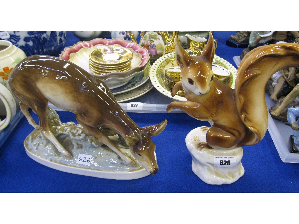 Appraisal: Two Royal Dux figures to include a deer and a