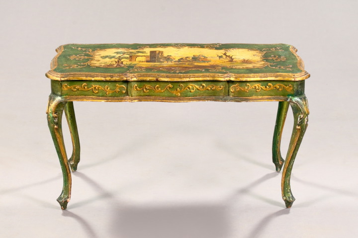 Appraisal: Italian Carved and Polychromed Coffee Table early th century the