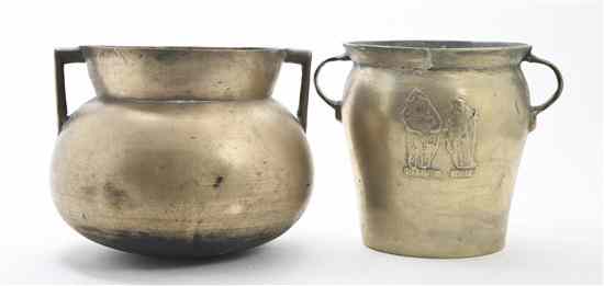 Appraisal: Two Continental Brass Vessels each of handled form comprising a