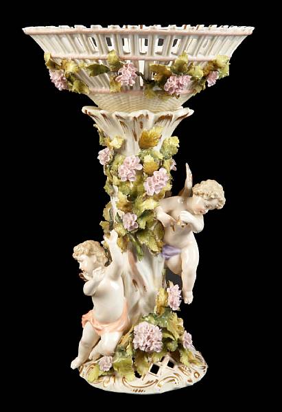 Appraisal: A Dresden porcelain centerpiece restorations height in diameter in