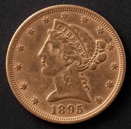 Appraisal: United States Coronet type gold half eagle EF- Estimate -