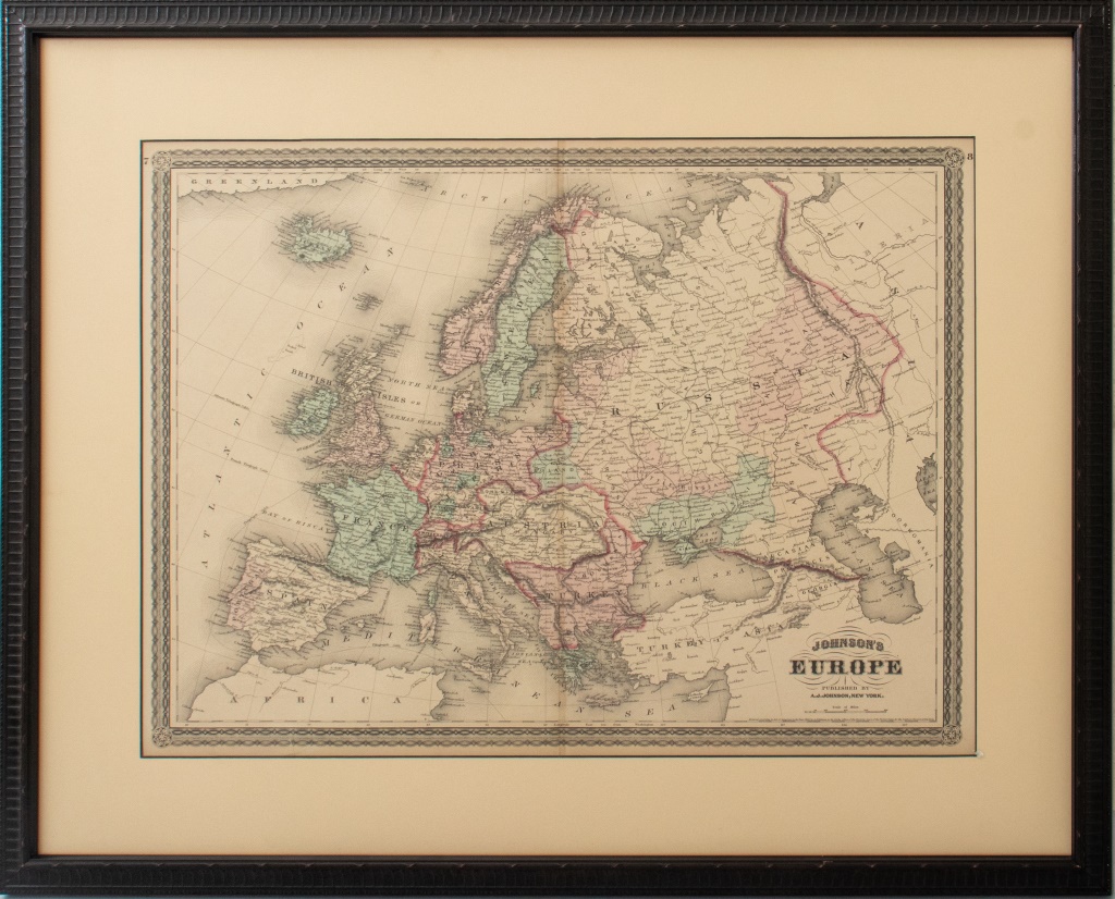 Appraisal: JOHNSON'S MAP OF EUROPE HAND-COLORED ENGRAVING Johnson's Map of Europe