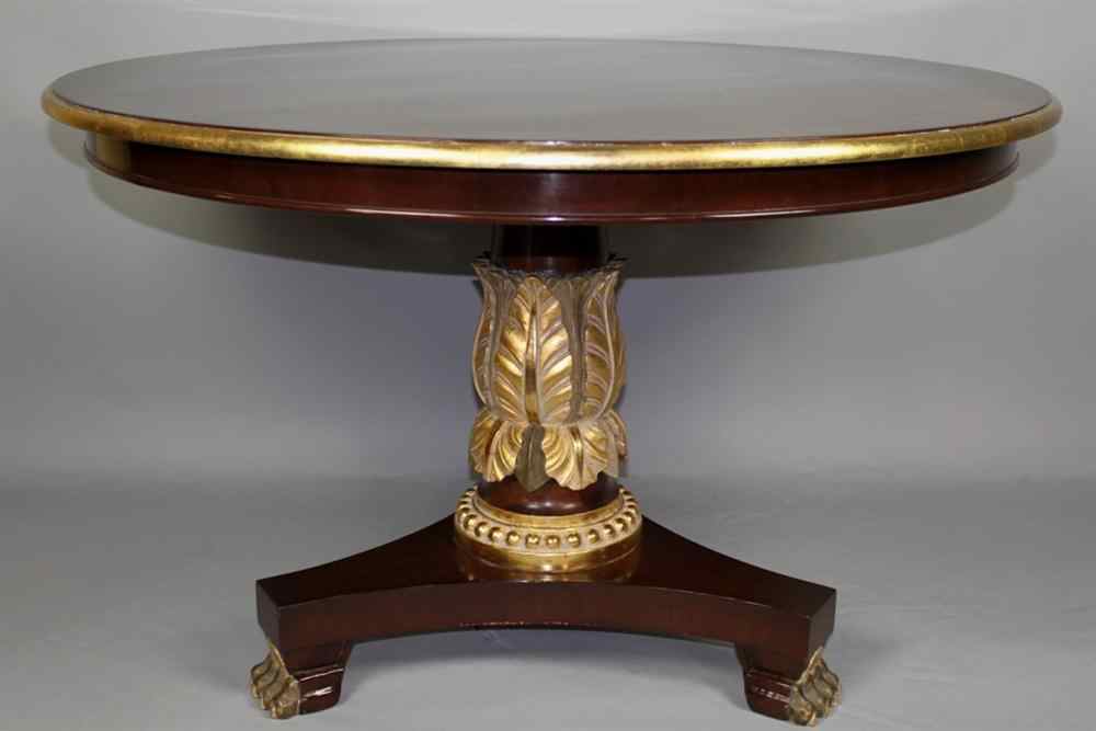 Appraisal: CHARLES POLLOCK RUSSIAN PARCEL GILT MAHOGANY CENTER TABLE Charles Pollock