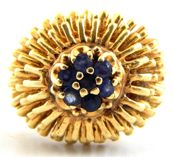 Appraisal: JEWELRY Sapphire cluster ring stamped and tested K yellow gold