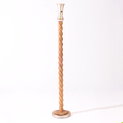 Appraisal: Oak barley-twist torchiere with spun aluminum base and top attributed