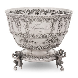 Appraisal: An Edwardian Silver Centerpiece Bowl Wakely and Wheeler London the