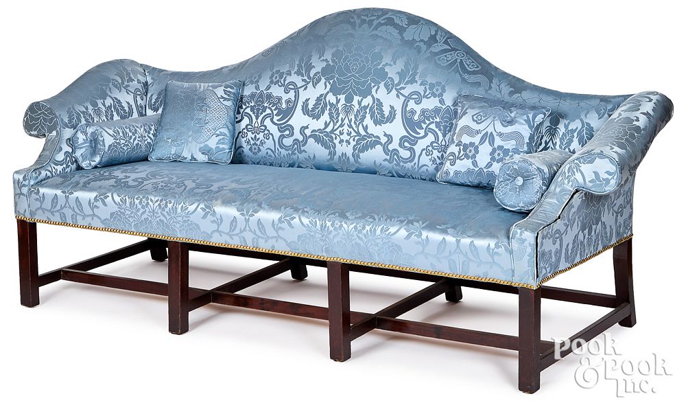 Appraisal: New York Chippendale camelback sofa New York Chippendale mahogany camelback