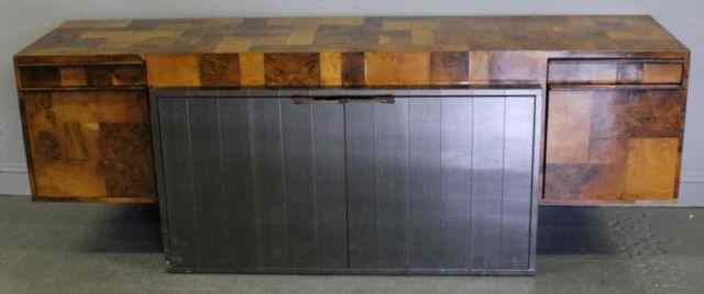 Appraisal: Paul Evans ''Cityscape'' CabinetMidcentury with burl walnut and matte chrome