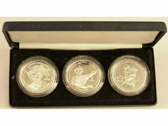 Appraisal: Three coin proofed set honoring General Dewight D Eisenhower defender