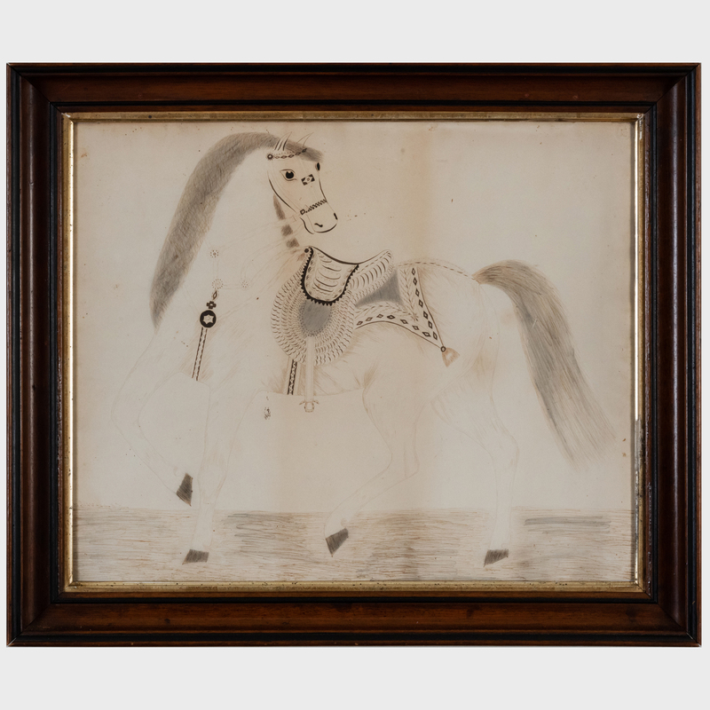 Appraisal: American School Horse Ink on paper dated and inscribed 'By