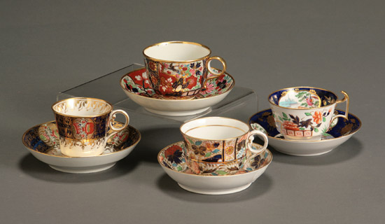 Appraisal: Group of Four English Porcelain Cups and Saucers Circa -