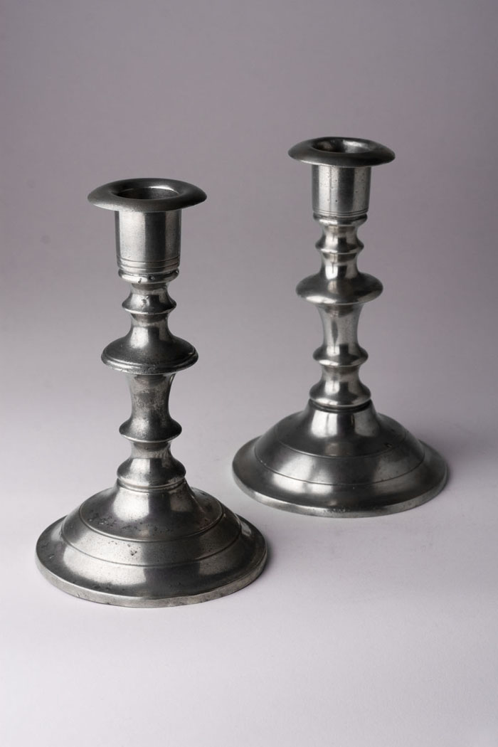 Appraisal: PAIR OF PEWTER CANDLESTICKS FREEMAN PORTER - Westbrook Maine -