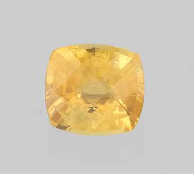 Appraisal: An Unmounted Yellow Sapphire UGL Report Cushion checkered cut weighting