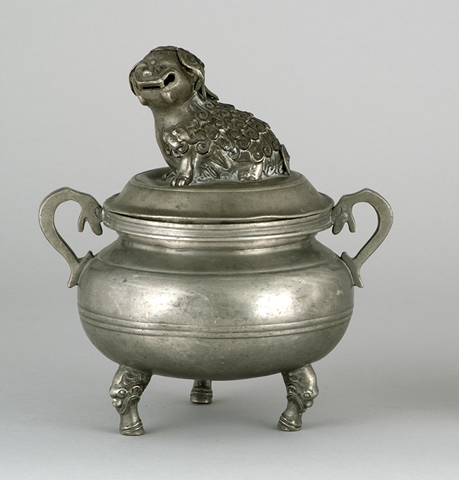 Appraisal: UNUSUAL PEWTER CENSER th CenturyIn ovoid form with tripod base