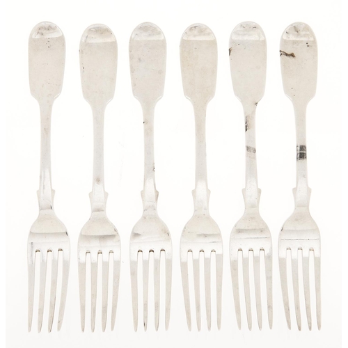 Appraisal: A set of six Victorian silver dessert forks Fiddle pattern