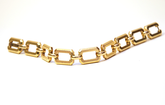 Appraisal: A Gold Link Bracelet K marked yellow gold having nine