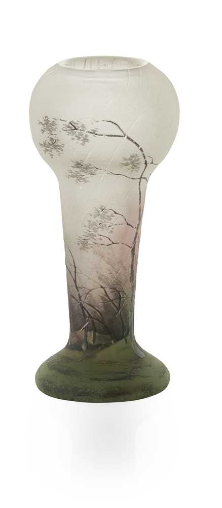 Appraisal: DAUM FR RES NANCY 'RAIN' CAMEO VASE CIRCA frosted glass