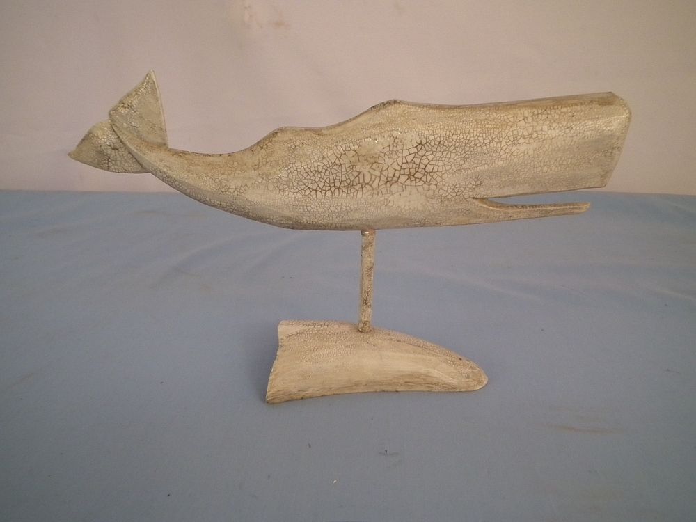 Appraisal: NANTUCKET WHALE WEATHERVANE Carved and painted wood whale weathervane signed