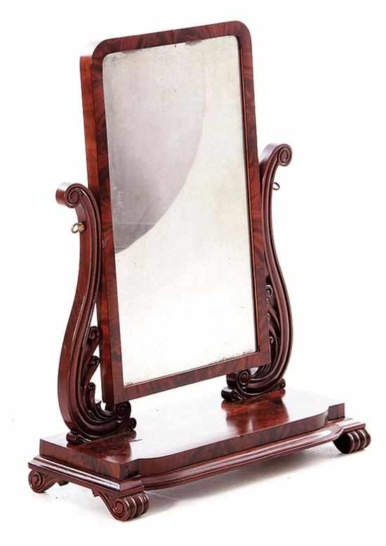 Appraisal: Boston Classical carved mahogany shaving mirror school of Isaac Vose