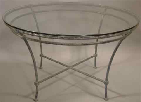 Appraisal: NIERMANN WEEKS ITALIAN STYLE ALUMINUM GUERIDON TABLE with circular glass