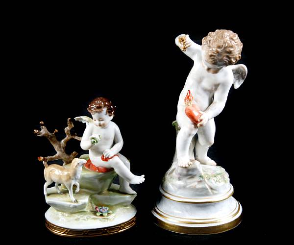 Appraisal: A Meissen porcelain figure of Cupid together with four other