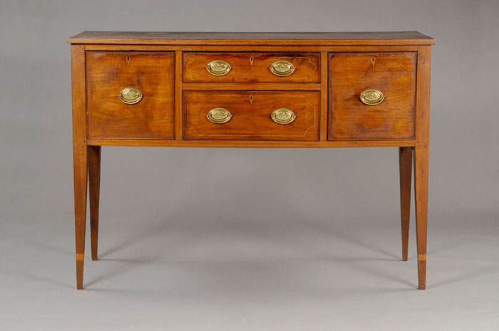 Appraisal: SOUTHERN HEPPLEWHITE INLAID WALNUT HUNTBOARD PROBABLY VIRGINIA The rectangular case