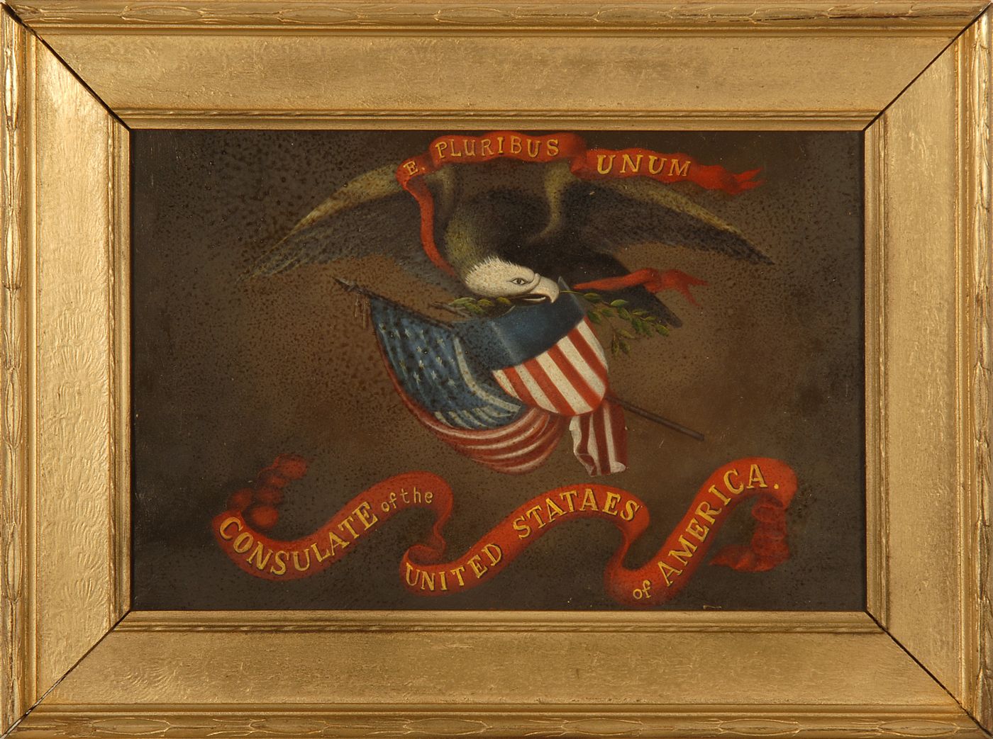 Appraisal: AMERICAN SCHOOL th CenturyAn eagle holding a Liberty shield and