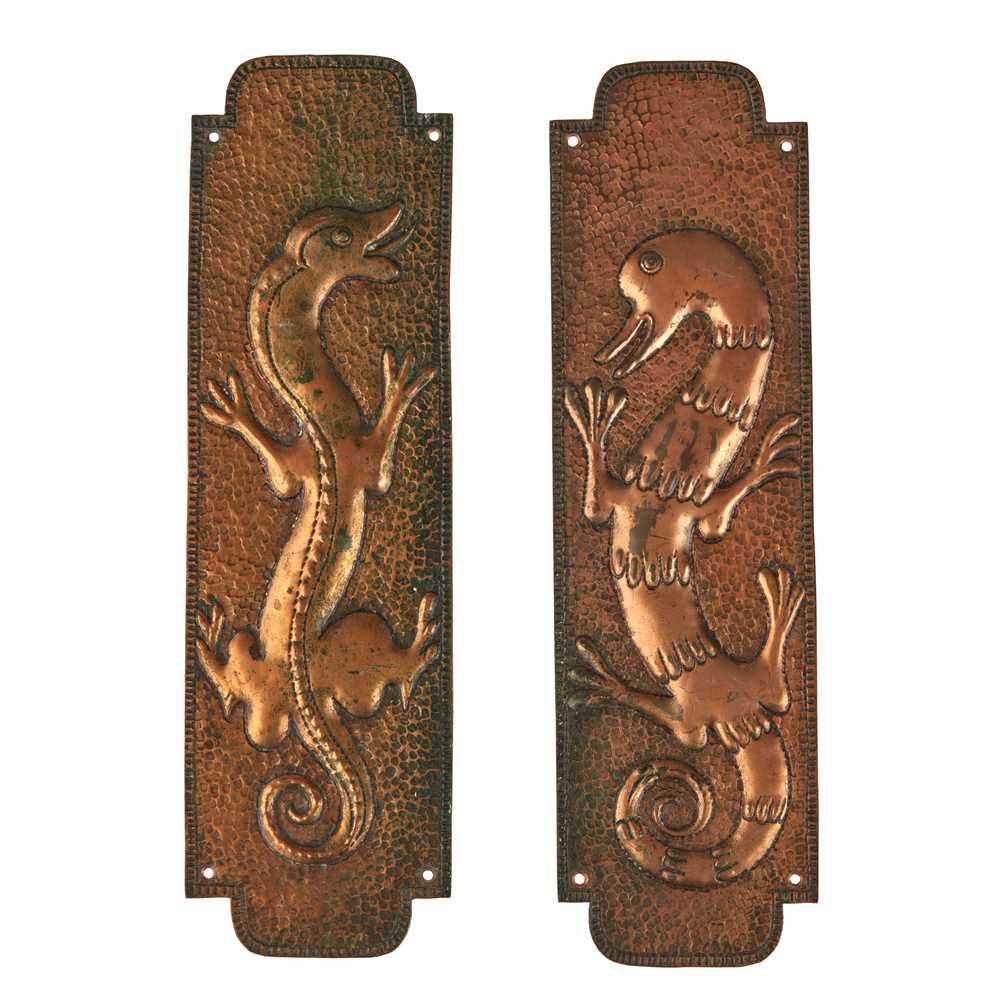 Appraisal: JOHN PEARSON - TWO ARTS CRAFTS FINGERPLATES CIRCA copper each