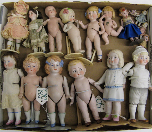 Appraisal: COLLECTION OF GERMAN AND OTHER ALL BISQUE DOLLS pieces most