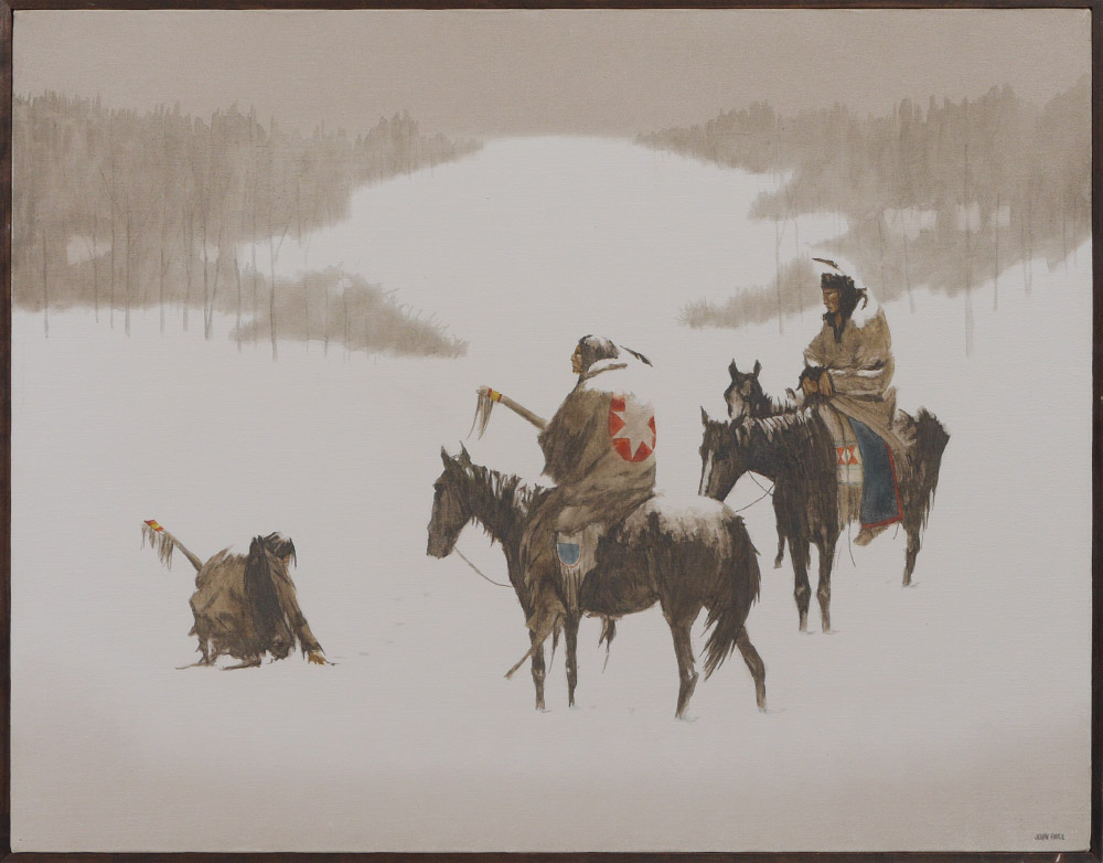 Appraisal: PACE John American - Indian Trackers in Winter Oil and