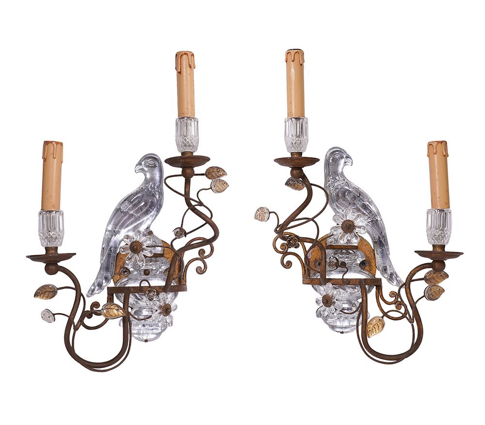 Appraisal: Pr French Bagues Style Rock Crystal Wall Sconces Pair of