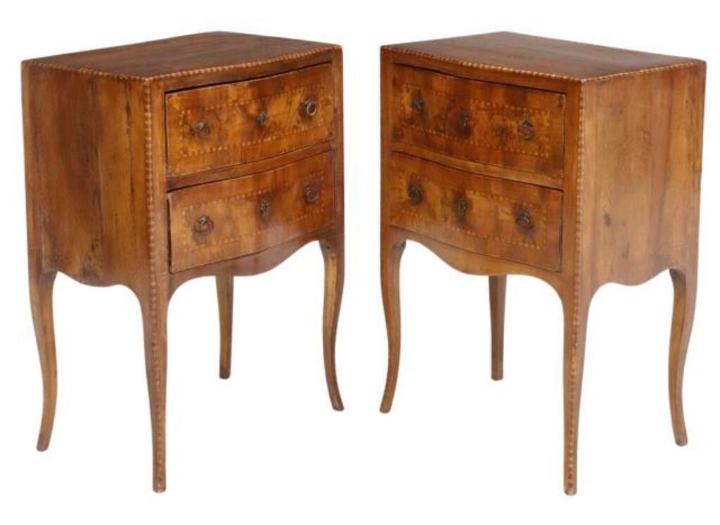 Appraisal: pair Italian burlwood nightstands early th c having shaped top