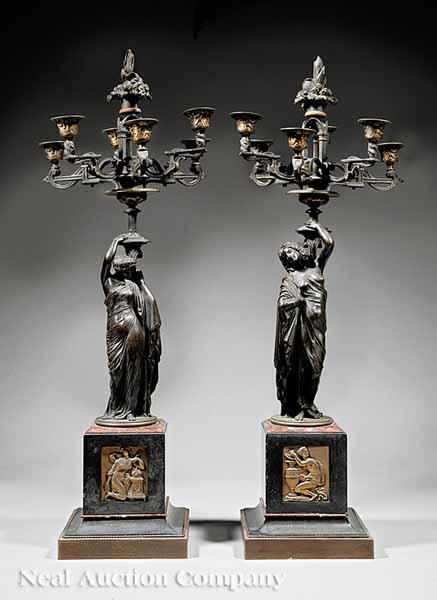 Appraisal: A Good Pair of French Gilt and Patinated Bronze Figural