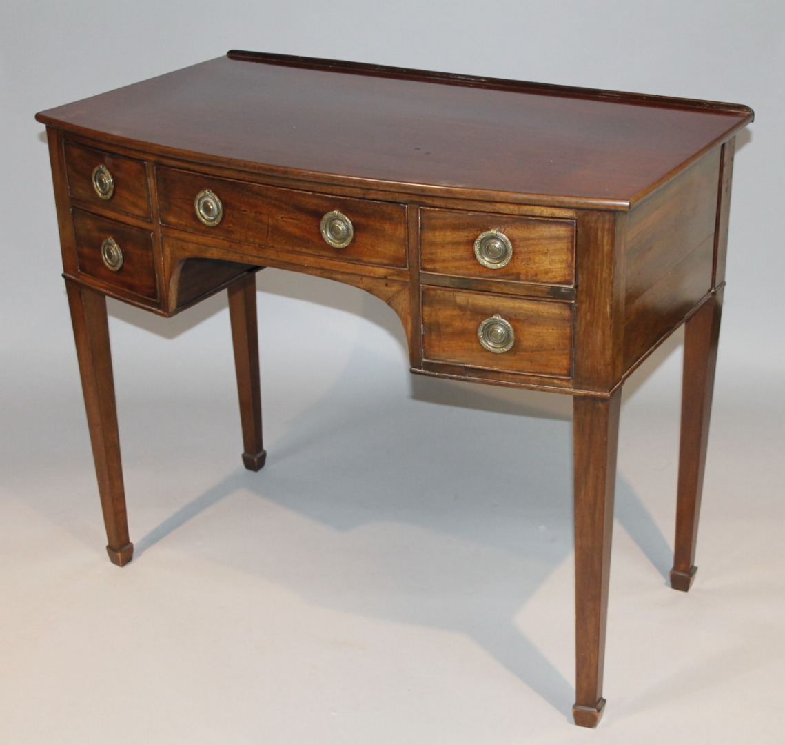 Appraisal: A late thC mahogany D-end dressing table with a glazed