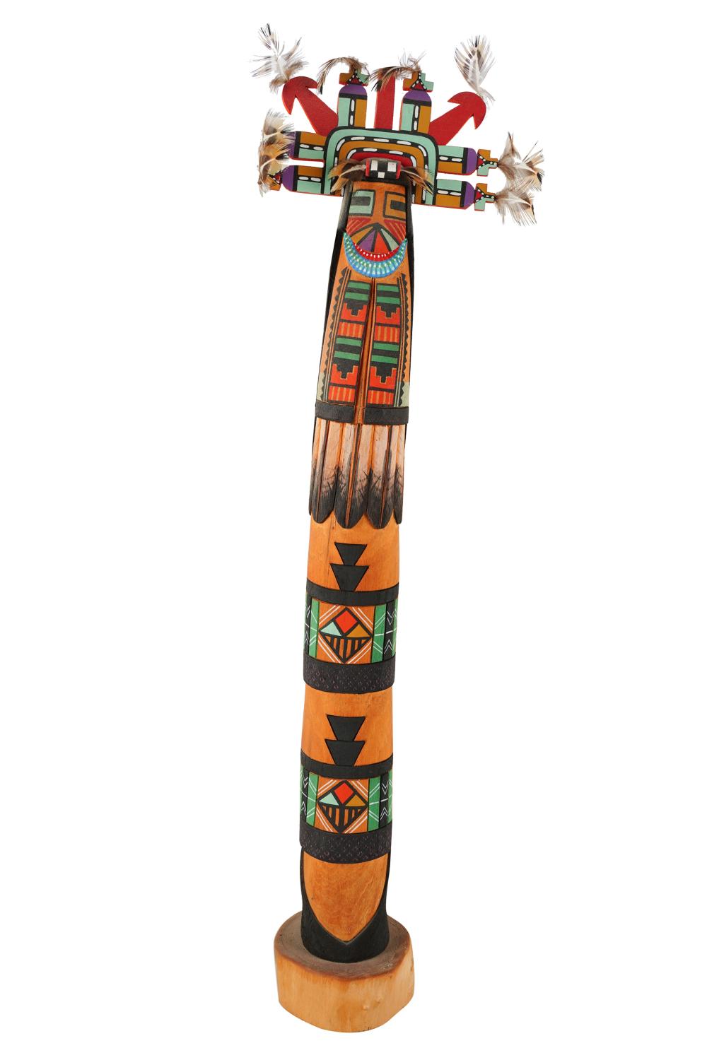 Appraisal: CARVED POLYCHROME-PAINTED KACHINA TOTEMunsigned Provenance The Freund Family Collection inches