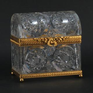 Appraisal: Modern Baccarat Style Crystal and Gilt Bronze Casket Form Box