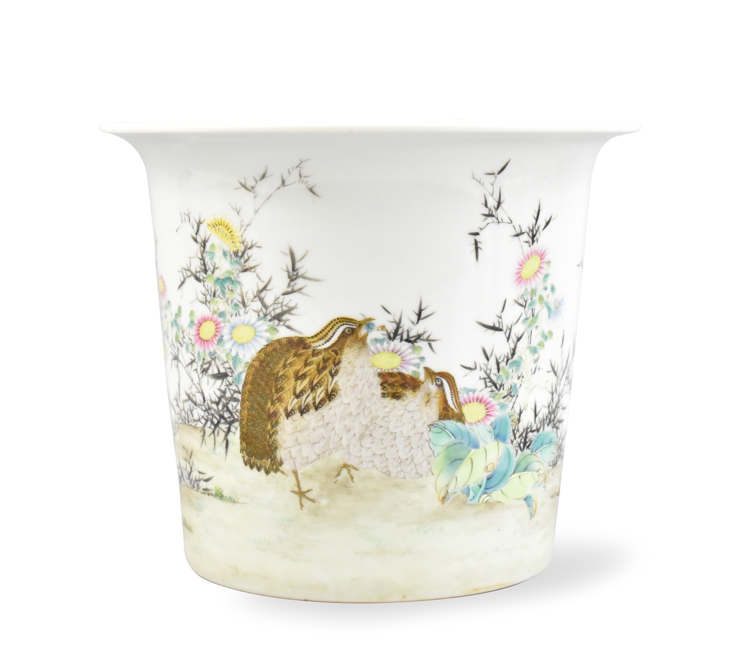 Appraisal: A Chinese famille rose planter with quails dating from the