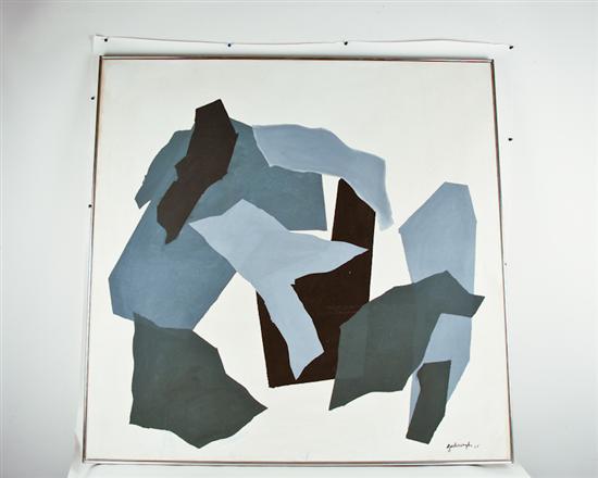 Appraisal: Robert Goodnough Black and Gray Forms Acrylic and Oil on