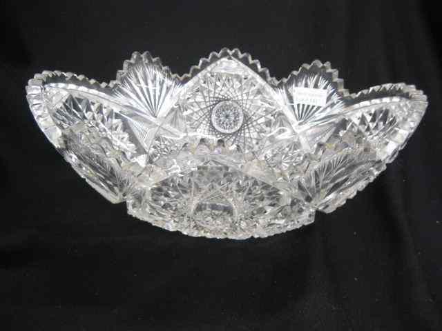 Appraisal: Cut Glass Fruit Bowl oval elaborate overall cut work brilliant