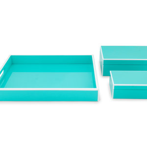 Appraisal: A Set of Two Modern Lacquer Boxes and a Tray