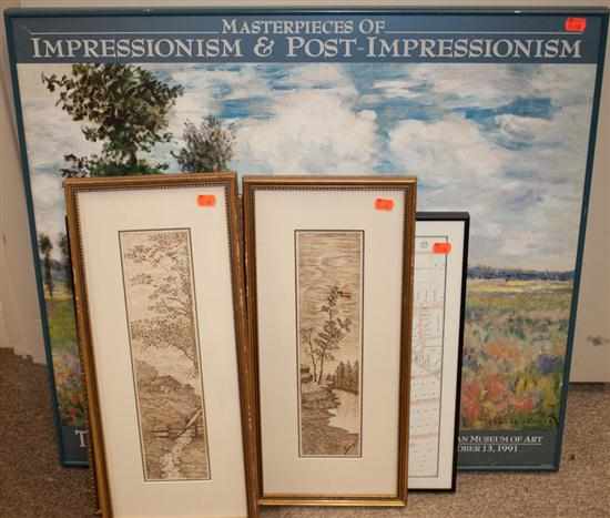 Appraisal: Impressionist exhibition framed poster framed map of Towson and three