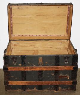 Appraisal: Oak And Canvas Covered Steamer Trunk