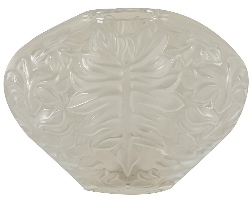 Appraisal: LALIQUE MOLDED GLASS VASEmarked to underside Provenance Estate from The