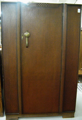 Appraisal: SINGLE-DOOR OAK WARDROBE English mid th century Dimensions H x