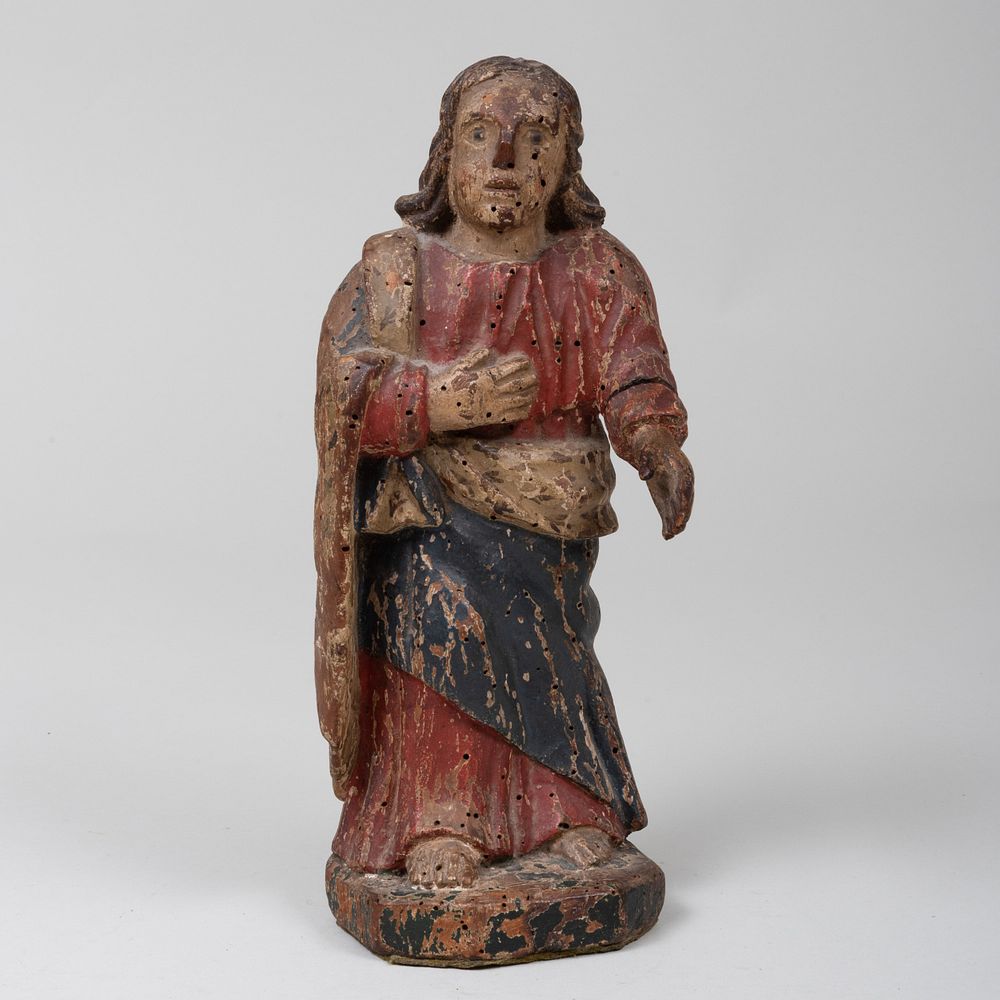 Appraisal: Small South American Painted and Carved Wood Figure of a